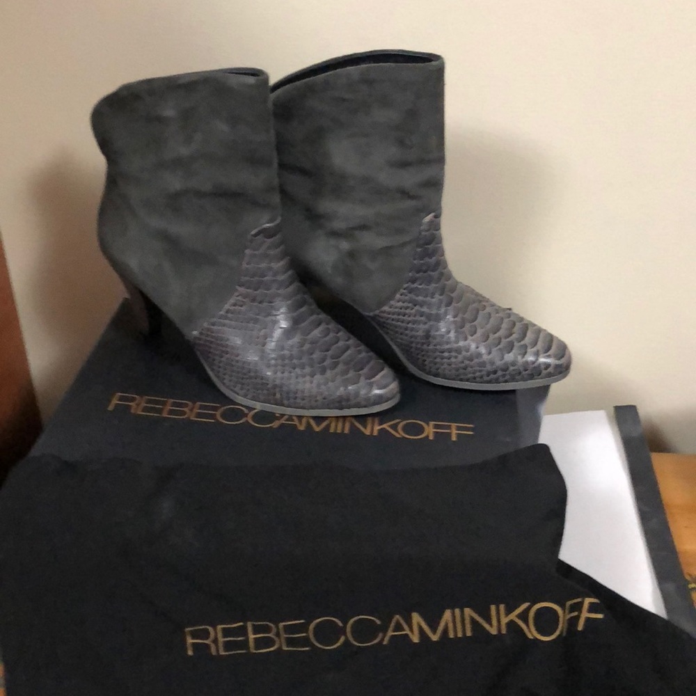 Rebecca Minkoff grey suede ankle bootie
